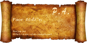 Paor Alán névjegykártya